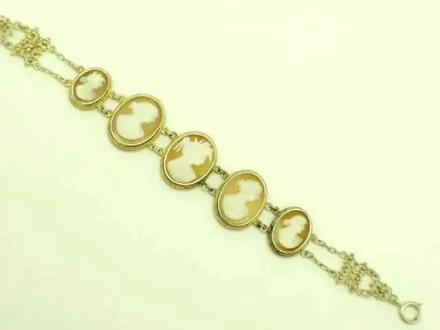 Antique Cameo Sterling Silver Bracelet