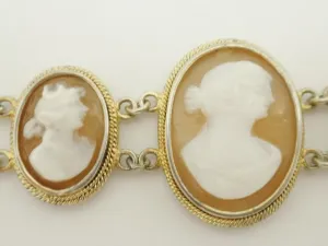 Antique Cameo Sterling Silver Bracelet