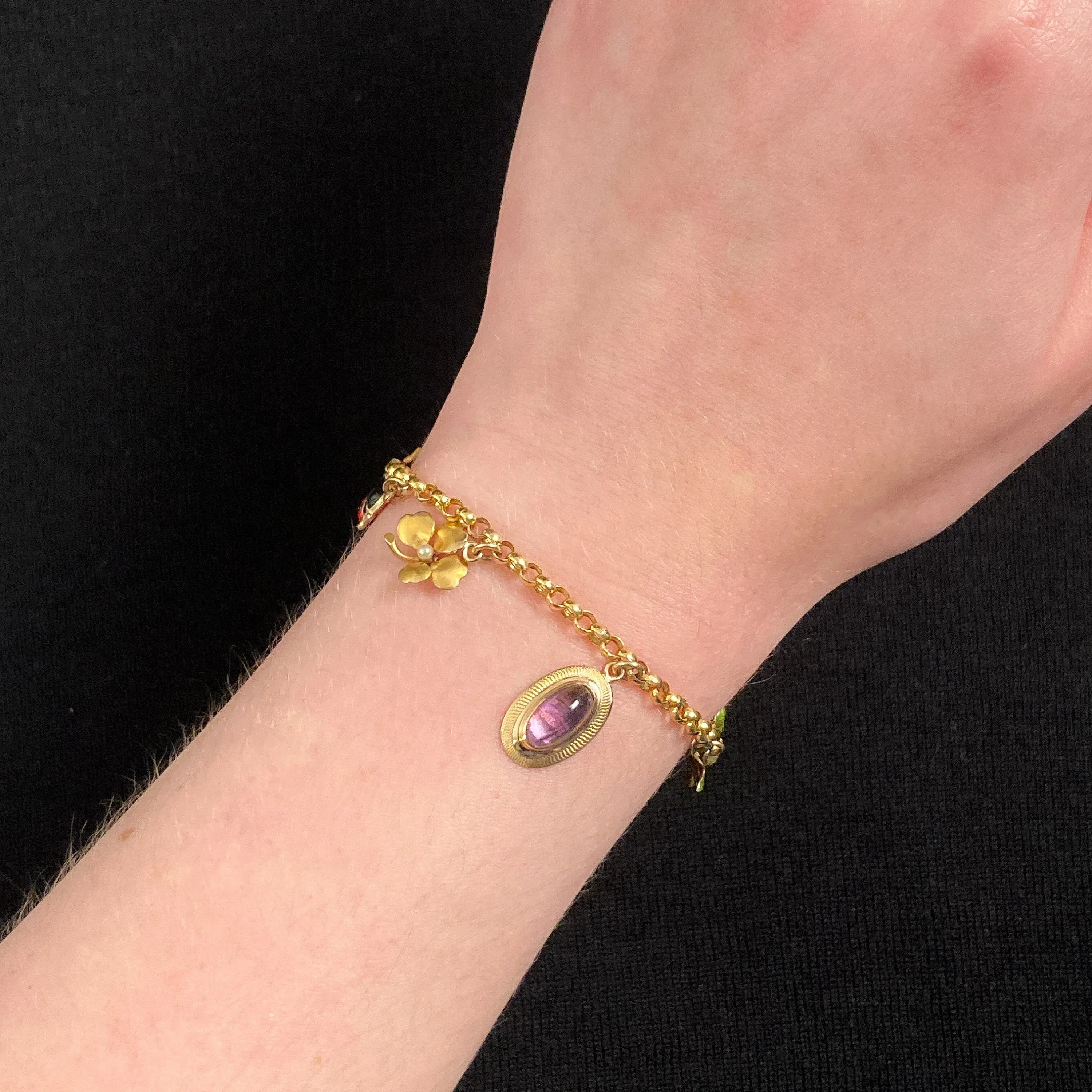 Antique Charm Bracelet of 14k Gold
