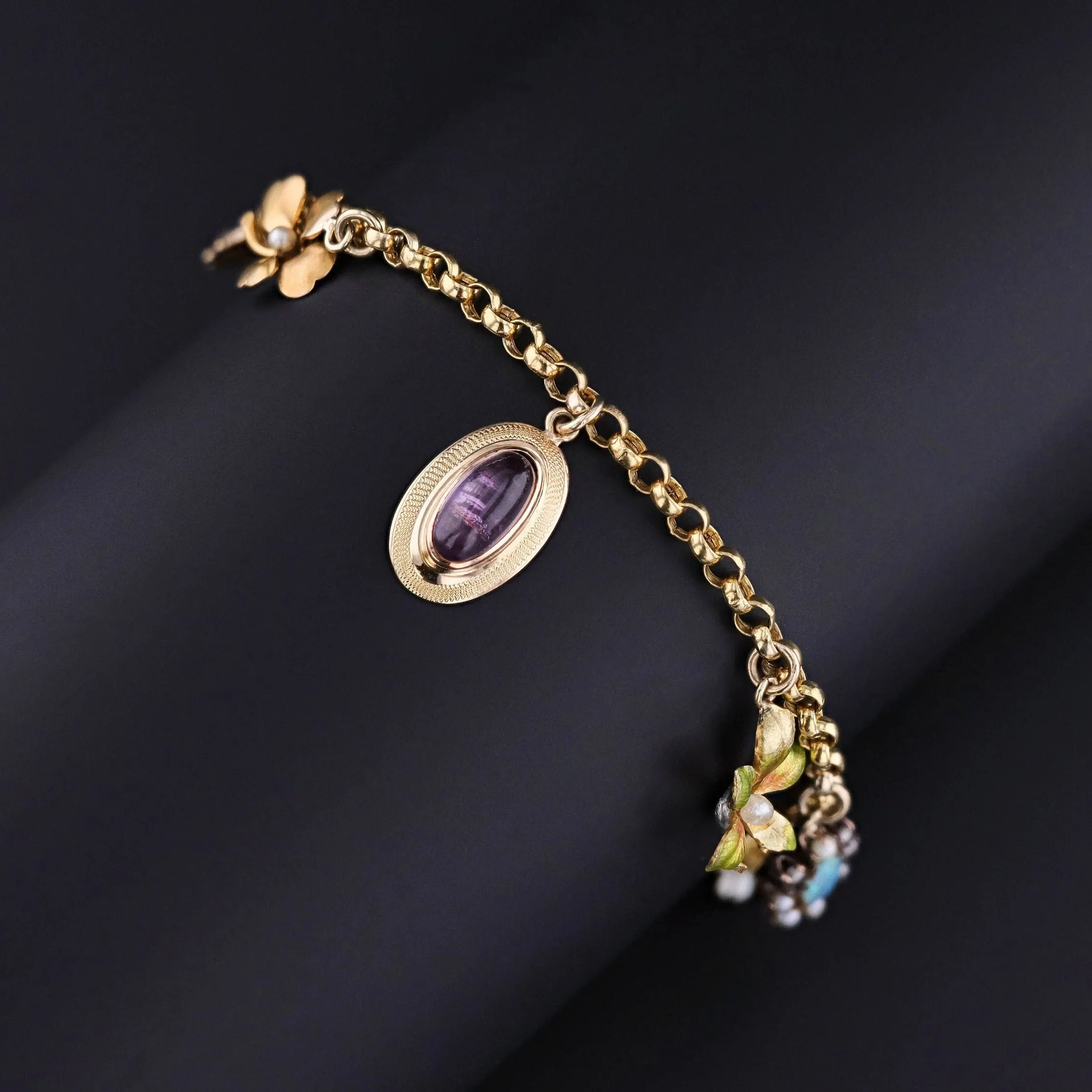 Antique Charm Bracelet of 14k Gold