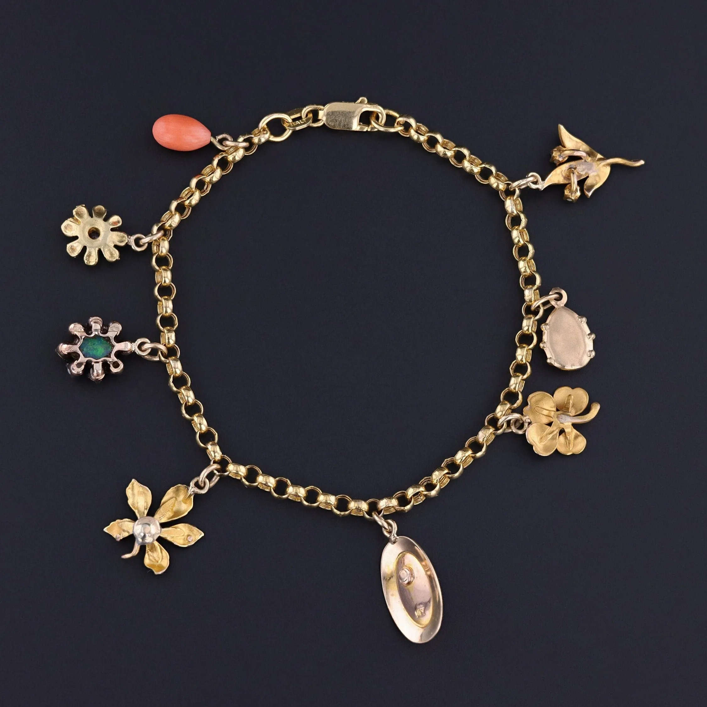 Antique Charm Bracelet of 14k Gold