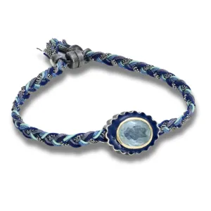 Aquamarine Enamel Flower Bead Bracelet