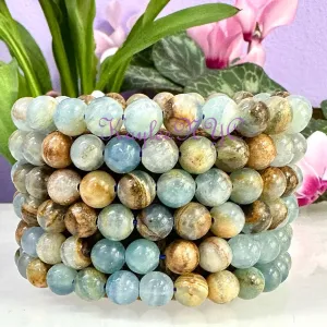 Aquatine Lemurian Calcite 8mm Stretch Bracelet
