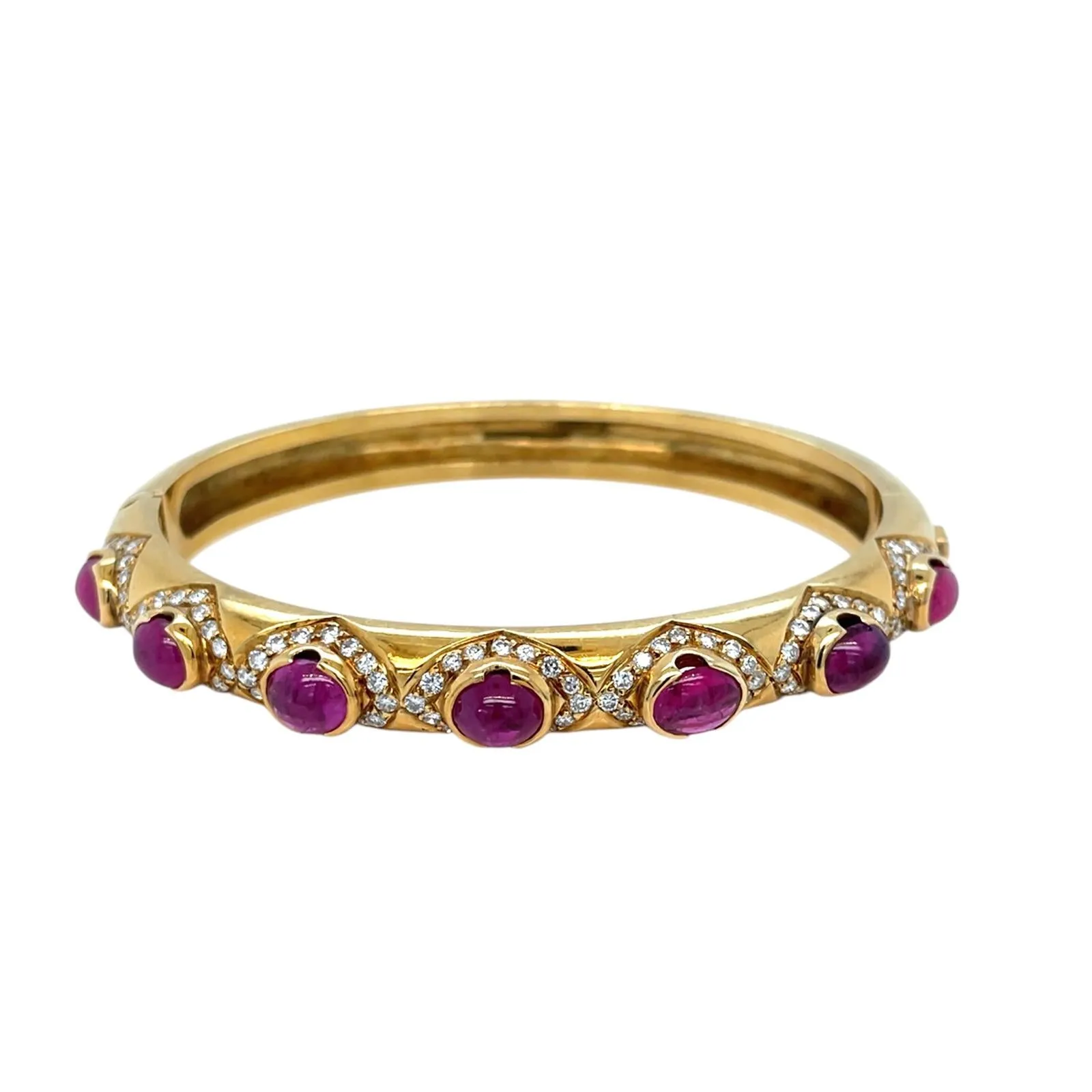 Arcese Rome Diamonds, Sapphire, Ruby, Emerald Gold Trio Of Bangle Bracelets