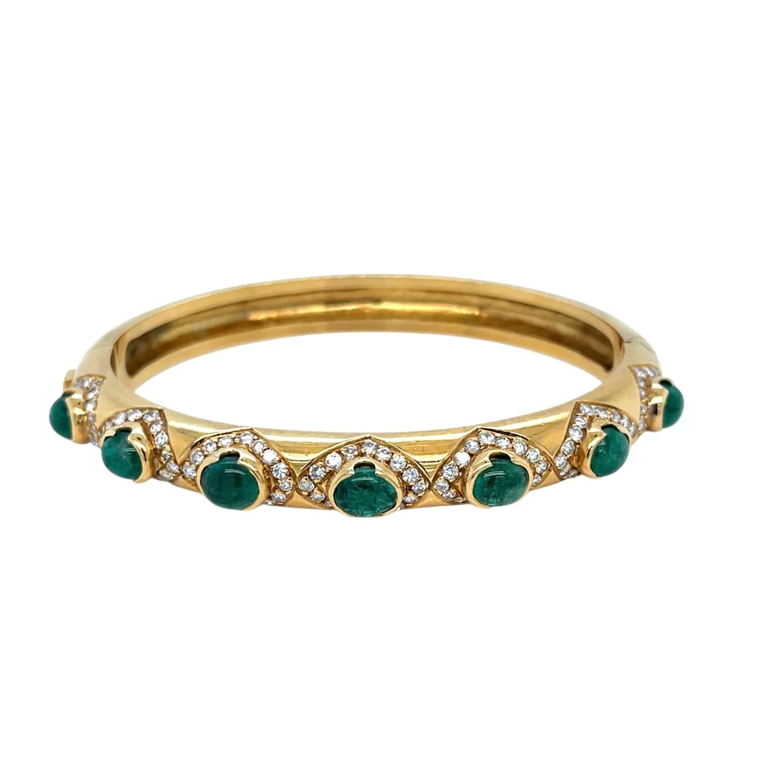 Arcese Rome Diamonds, Sapphire, Ruby, Emerald Gold Trio Of Bangle Bracelets