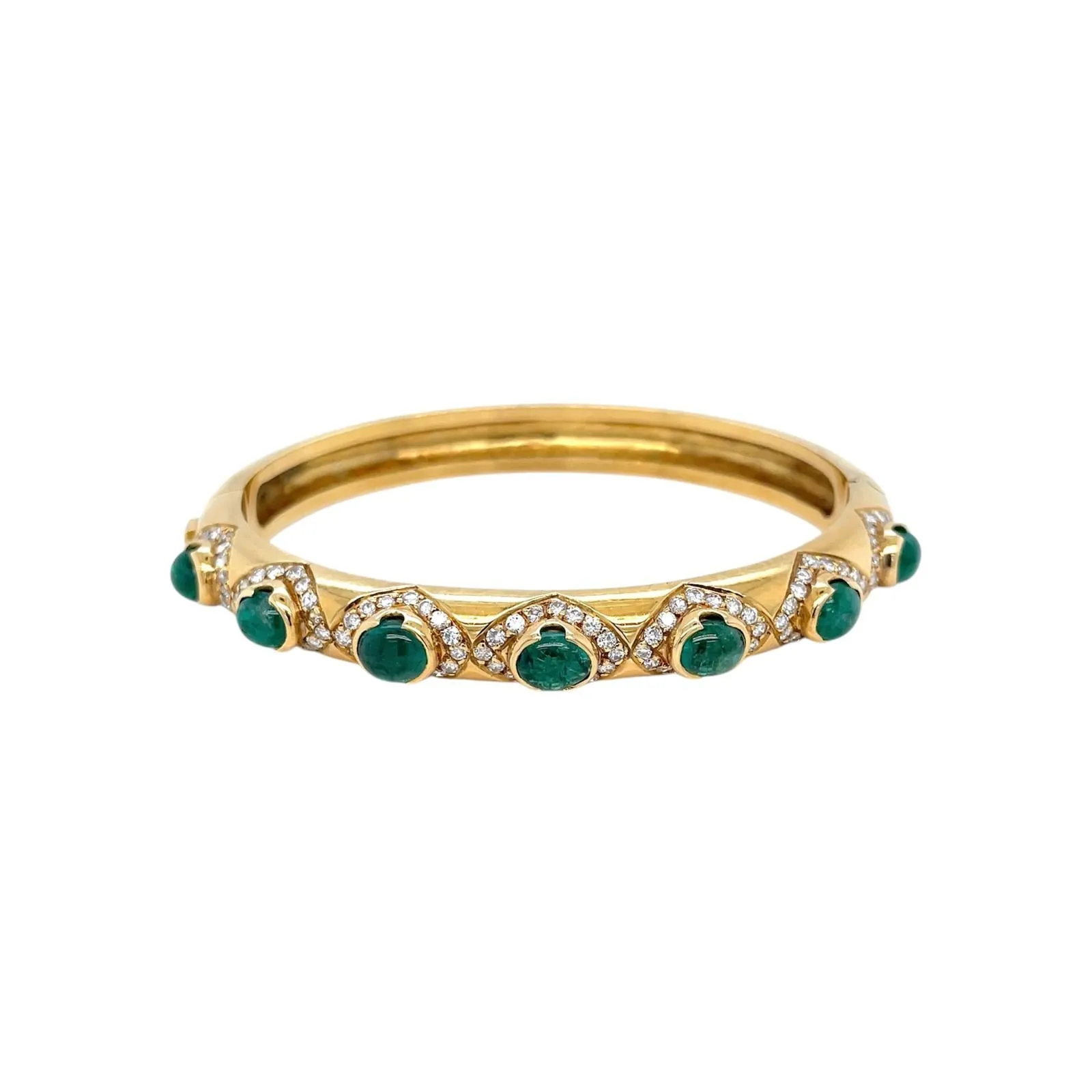 Arcese Rome Diamonds, Sapphire, Ruby, Emerald Gold Trio Of Bangle Bracelets