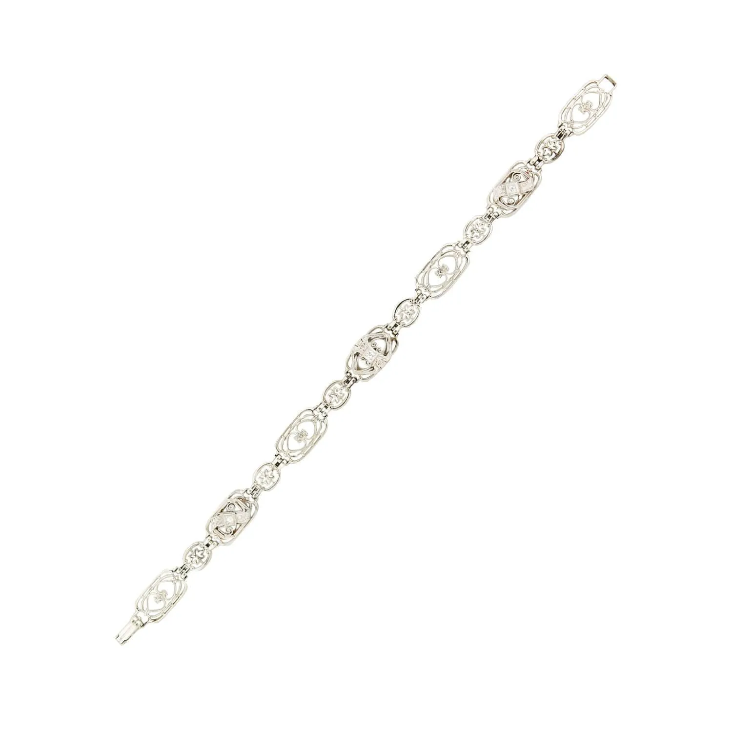 Art Deco 10k/Platinum Diamond Filigree Bracelet