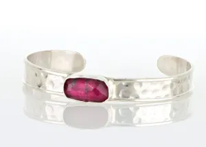 Athena Hammered bracelet with Ruby