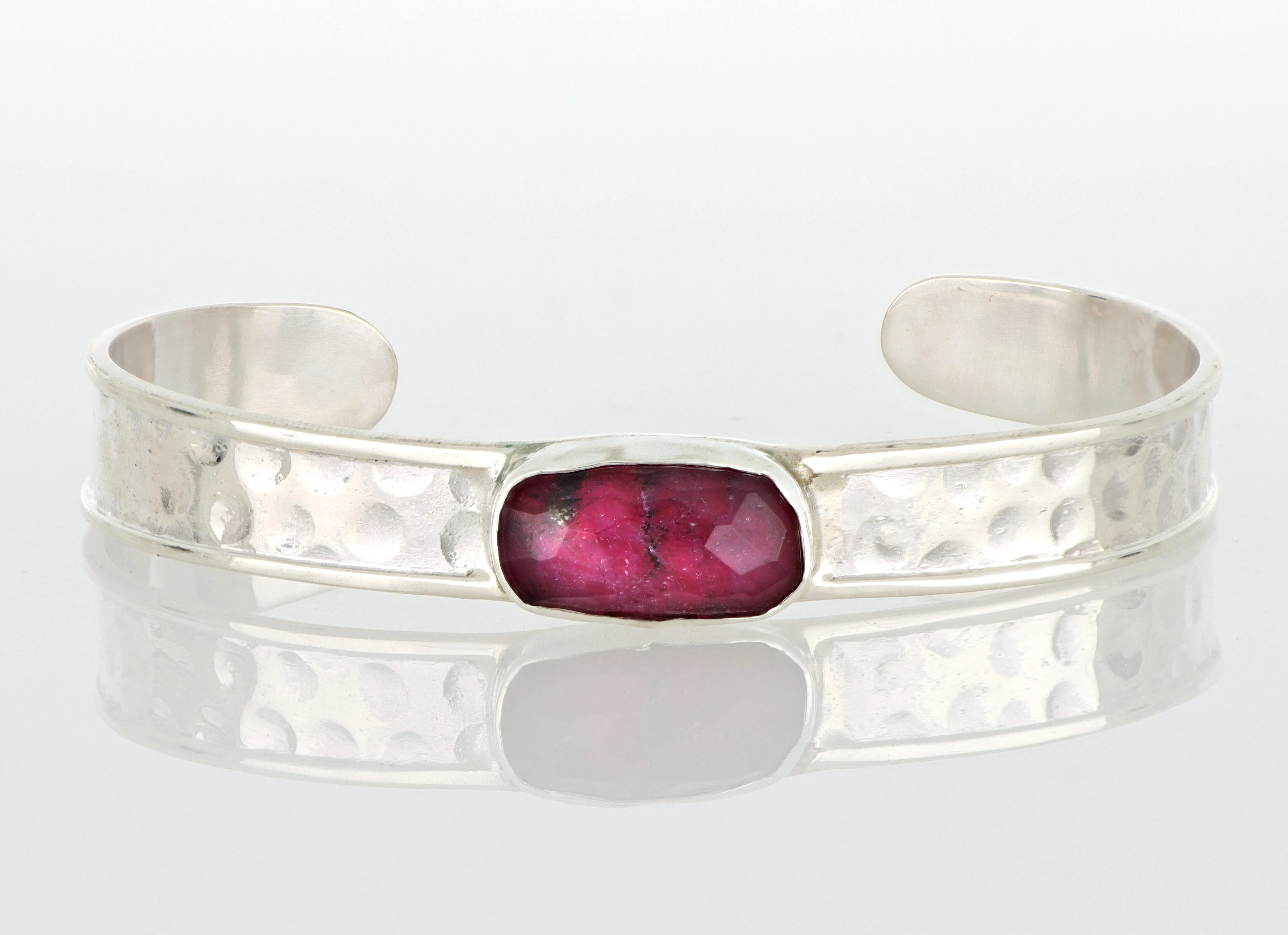 Athena Hammered bracelet with Ruby