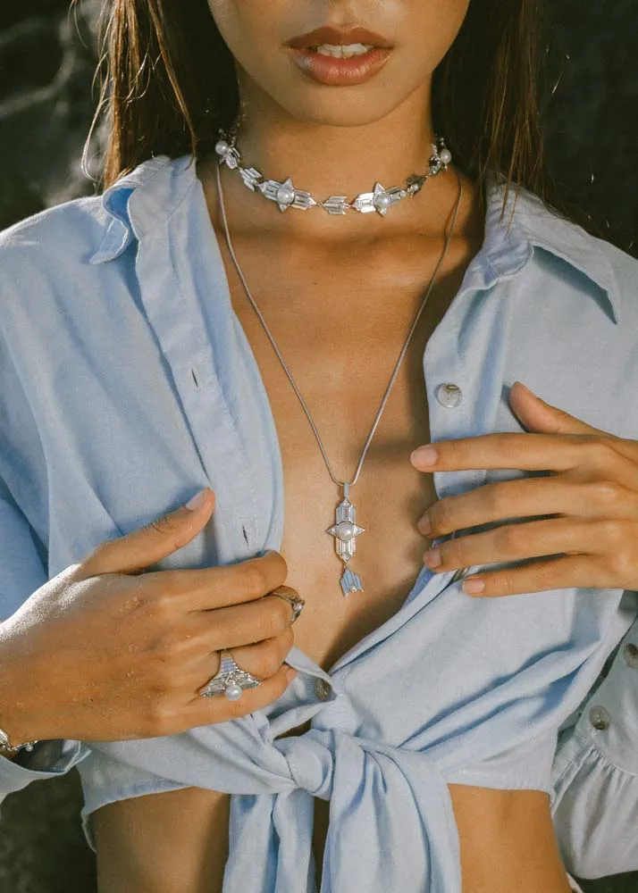 Babylon Long Necklace - Silver