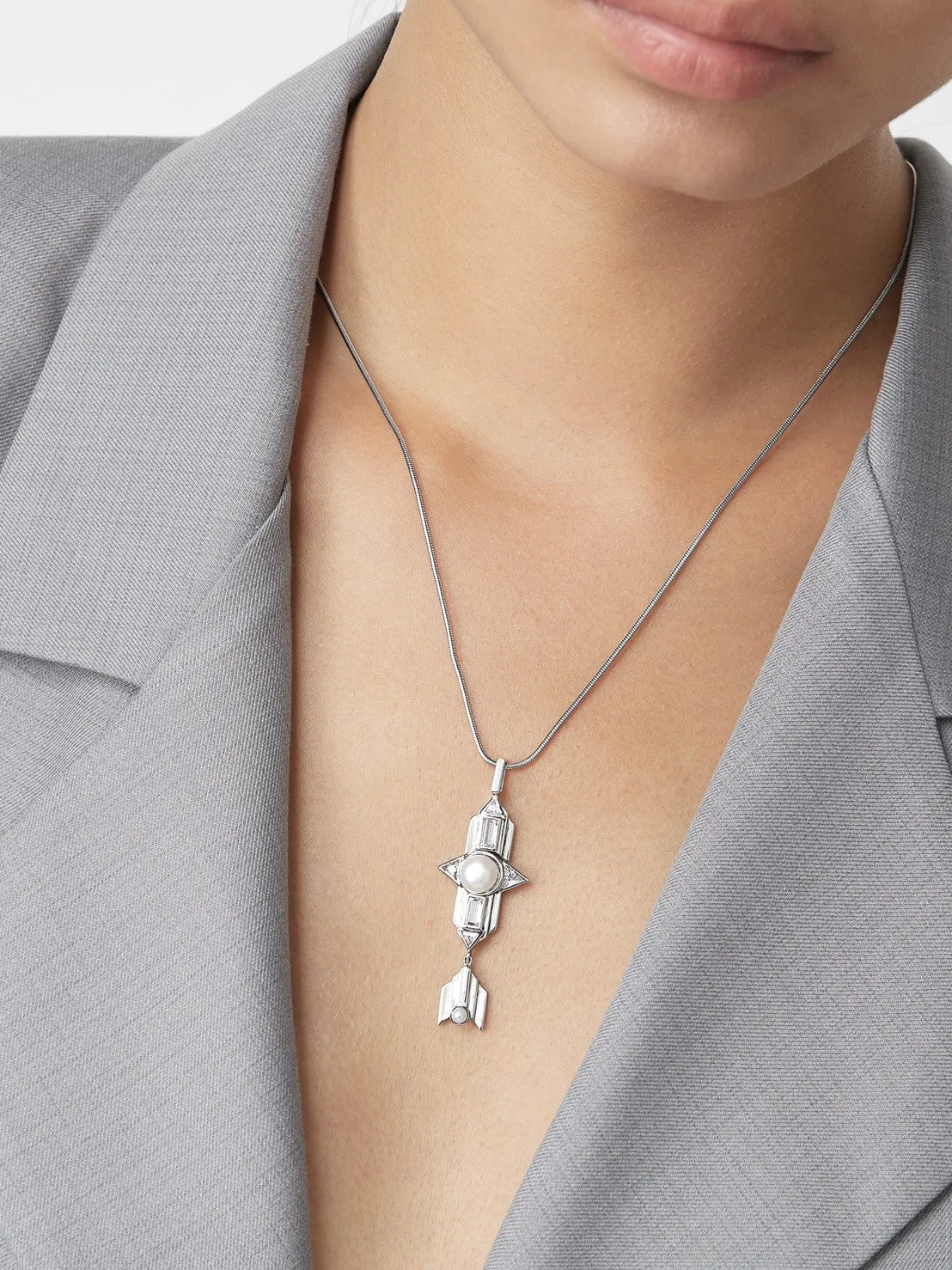 Babylon Long Necklace - Silver