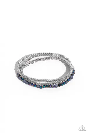 Backstage Beading - Silver - and Oil Spill Bead Paparazzi Stretchy Bracelet