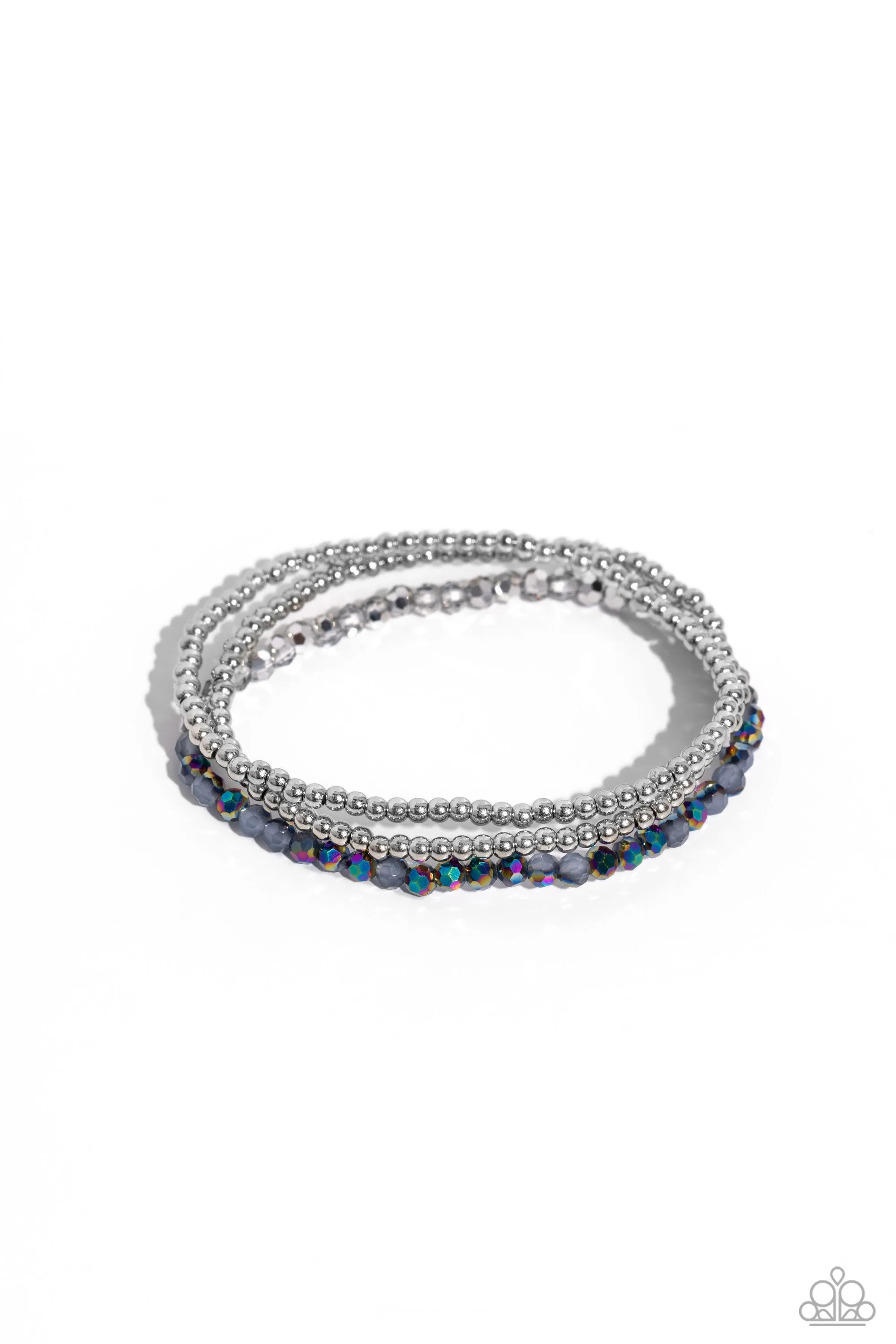 Backstage Beading - Silver - and Oil Spill Bead Paparazzi Stretchy Bracelet