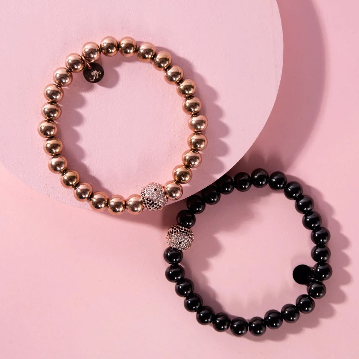 Balance | 18k Rose Gold & Gunmetal | Crystal Yin Yang