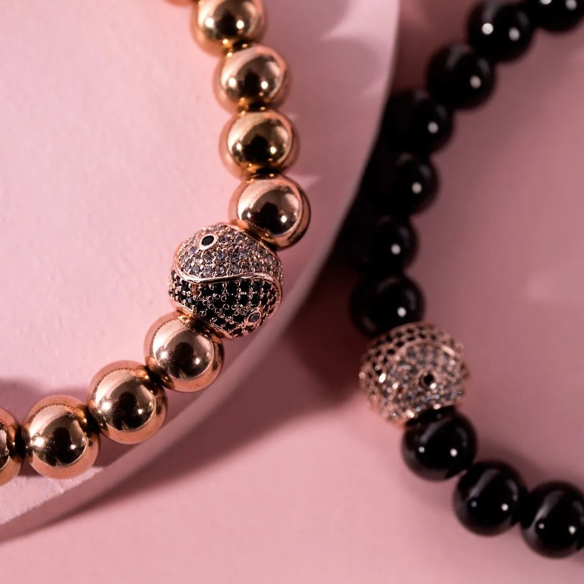 Balance | 18k Rose Gold & Gunmetal | Crystal Yin Yang