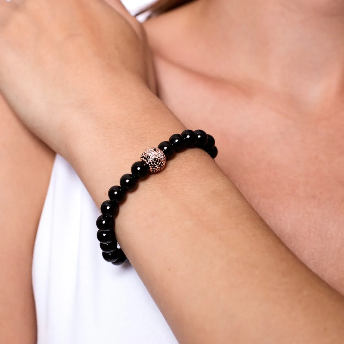 Balance | 18k Rose Gold & Gunmetal | Crystal Yin Yang