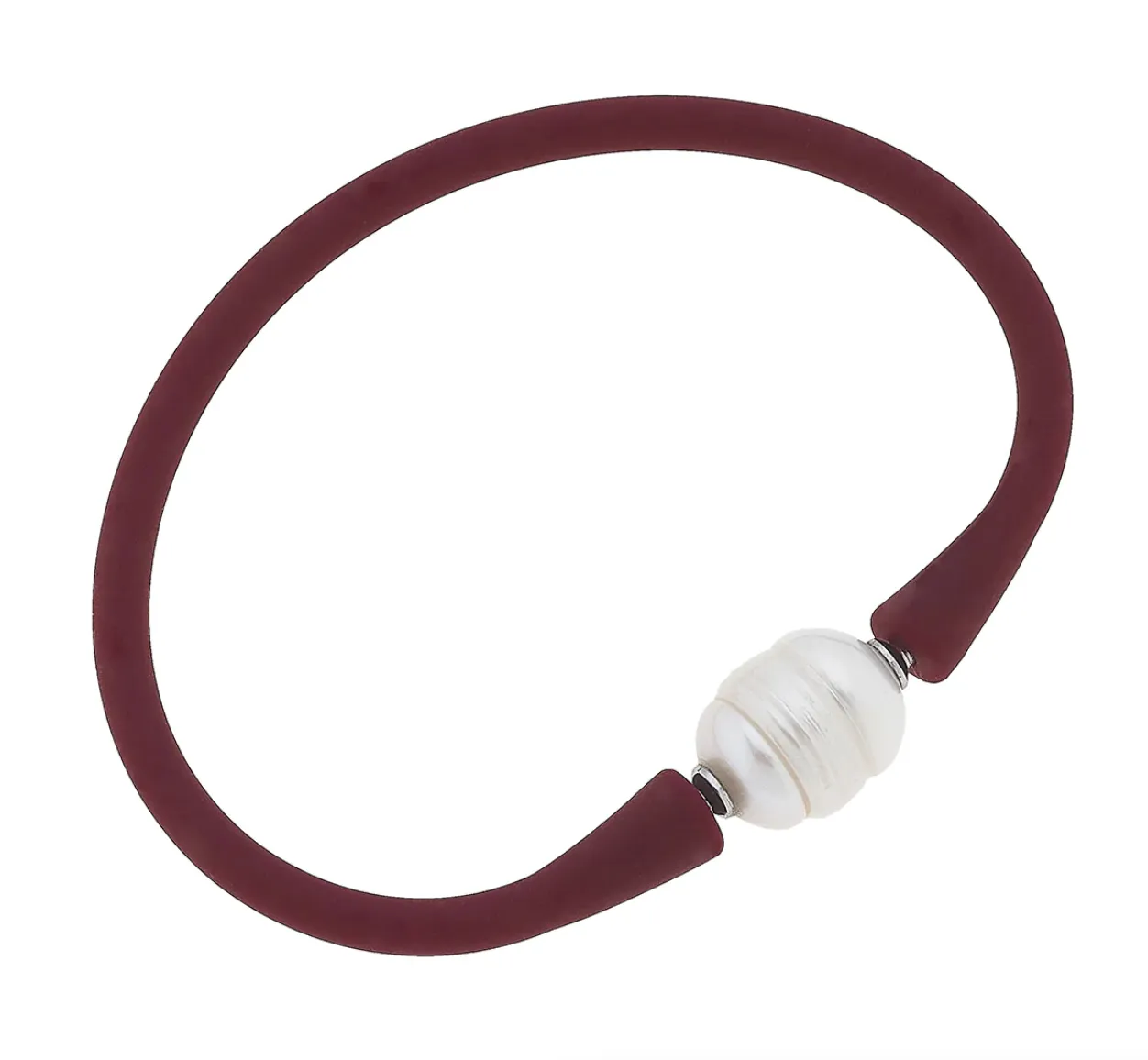 Bali Freshwater Pearl Silicone Bracelet in Burgundy