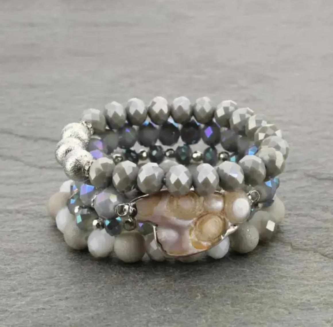 Baroque Pearl Stretch 4pc Bracelet Set