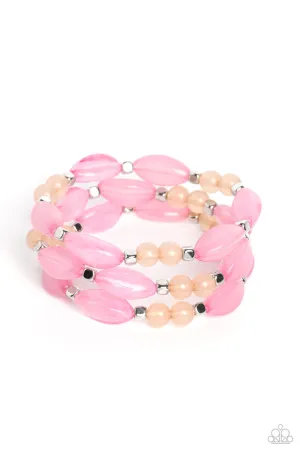 BEAD Drill - Pink - and Peach Bead Paparazzi Stretchy Bracelet