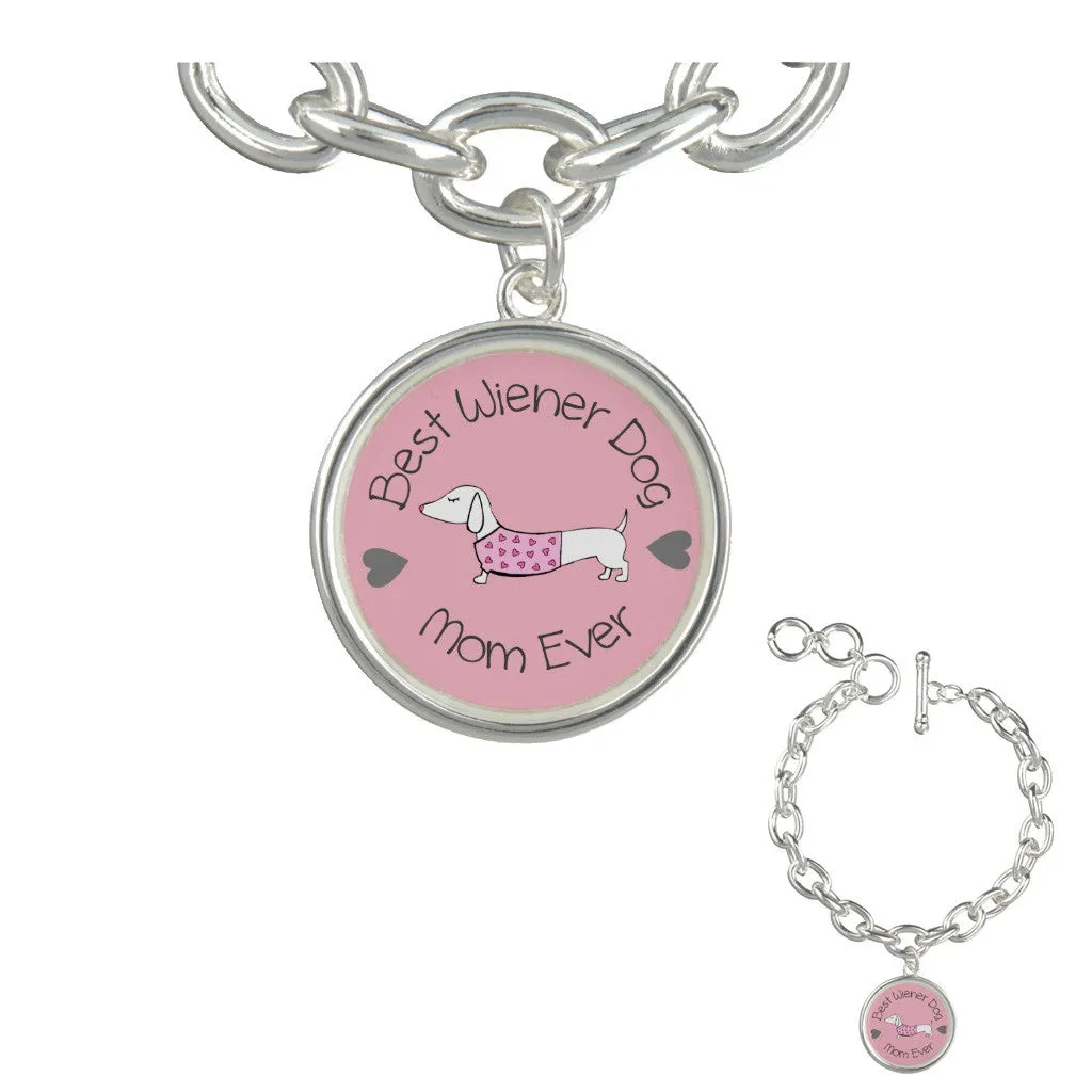 Best Wiener Dog Mom Ever Charm Bracelet