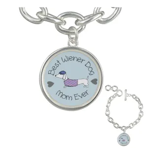 Best Wiener Dog Mom Ever Charm Bracelet