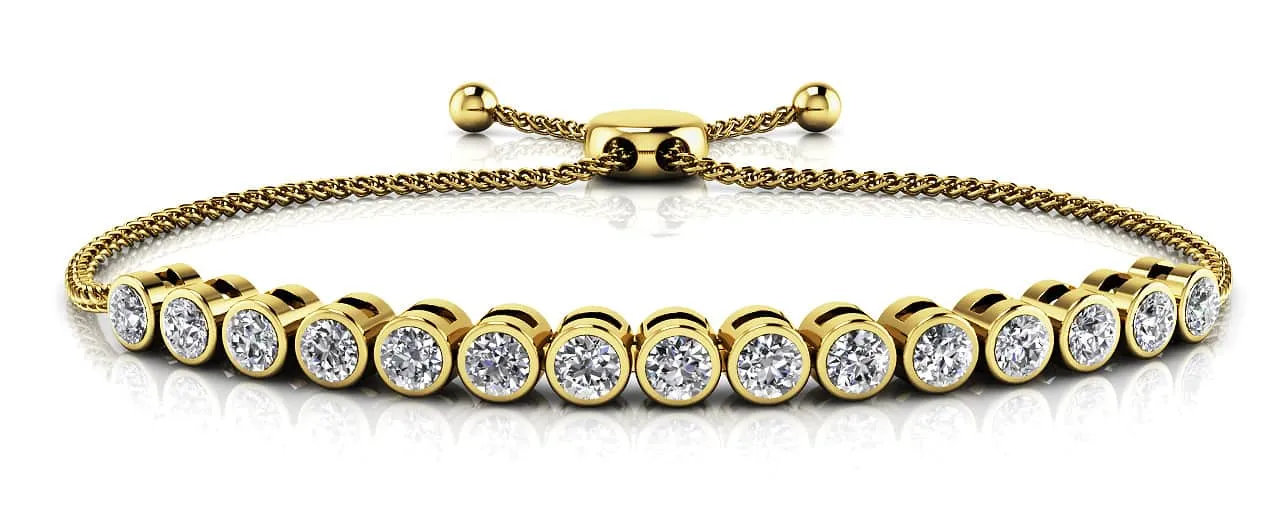 Bezel Set Adjustable Lab-Grown Diamond Bracelet with 1.02 ct.(finished) 2.5mm
