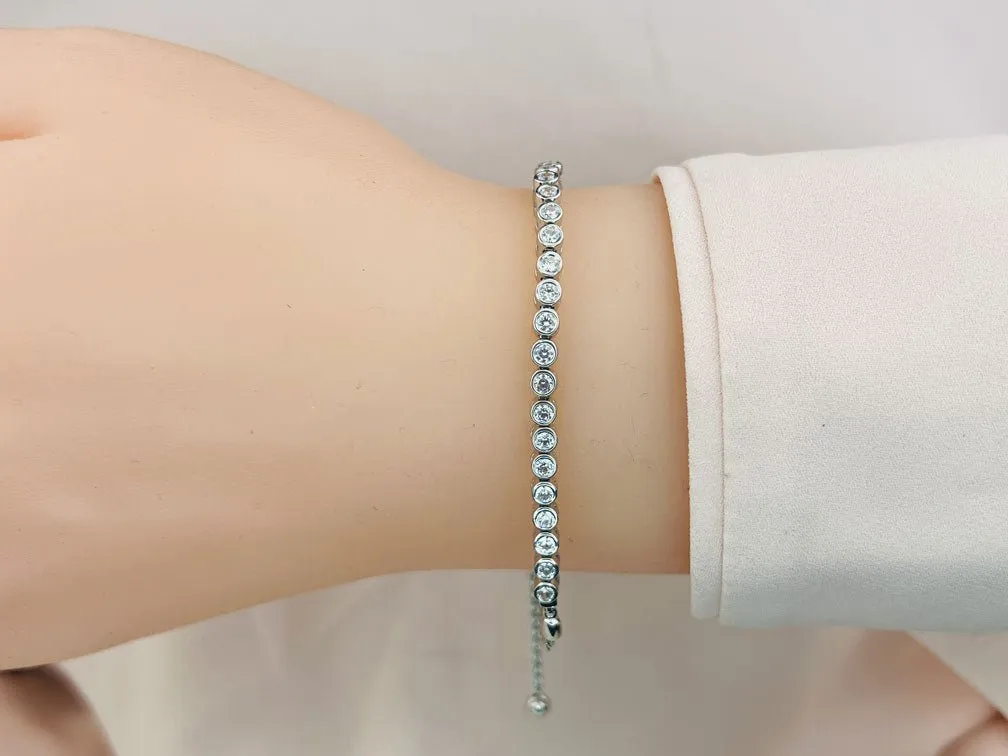 Bezel Set Adjustable Lab-Grown Diamond Bracelet with 1.02 ct.(finished) 2.5mm