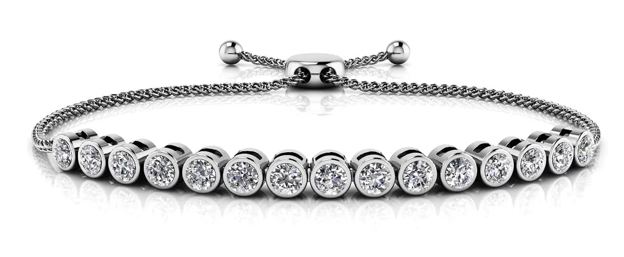 Bezel Set Adjustable Lab-Grown Diamond Bracelet with 1.02 ct.(finished) 2.5mm