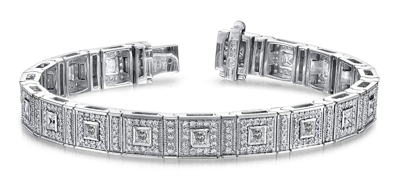 Bezel Set Princess Lab-Grown Diamond Bracelet with 4.36 ct.(finished) 1.1mm, 2.5mm