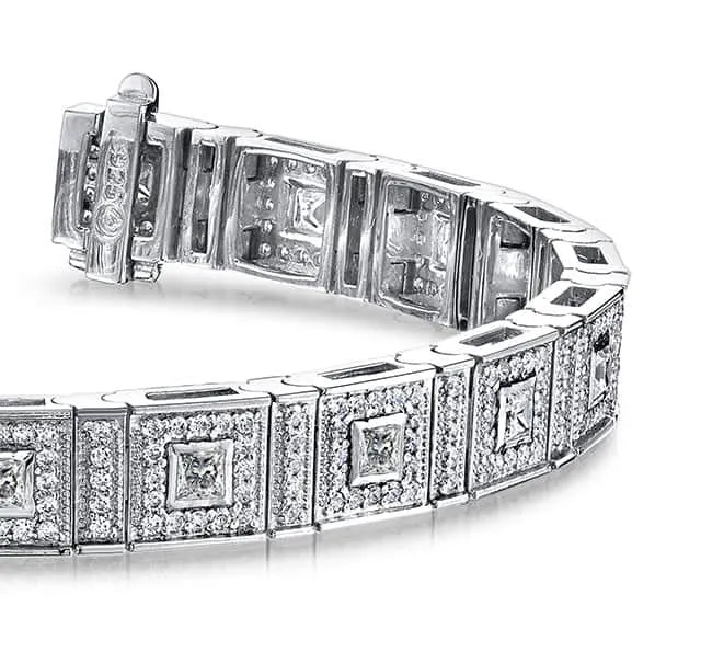 Bezel Set Princess Lab-Grown Diamond Bracelet with 4.36 ct.(finished) 1.1mm, 2.5mm