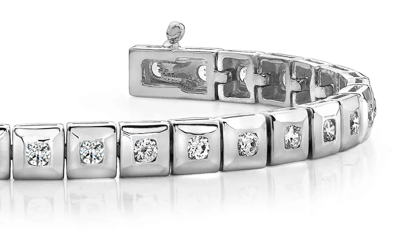Bezel Set Square Link Lab-Grown Diamond Bracelet with 2.04 ct.(finished) 2.5mm