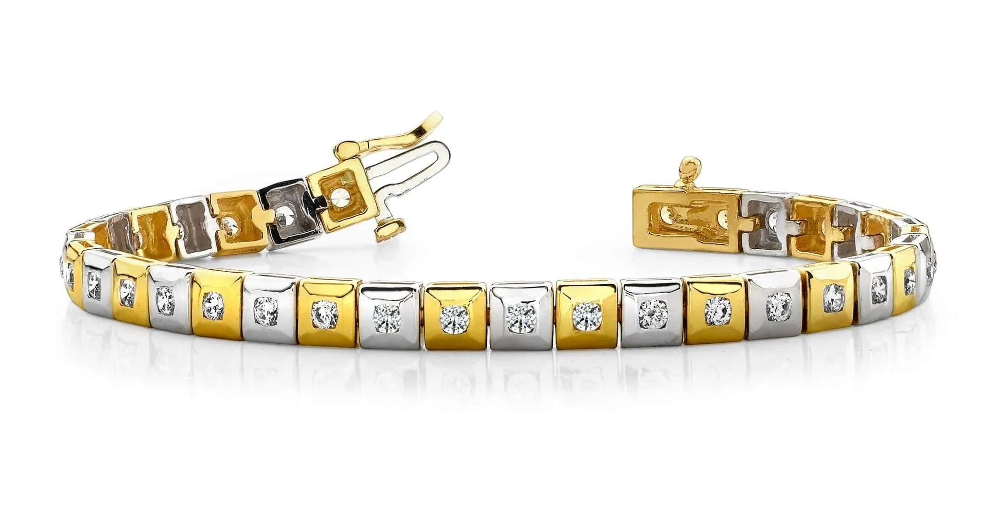 Bezel Set Square Link Lab-Grown Diamond Bracelet with 2.04 ct.(finished) 2.5mm