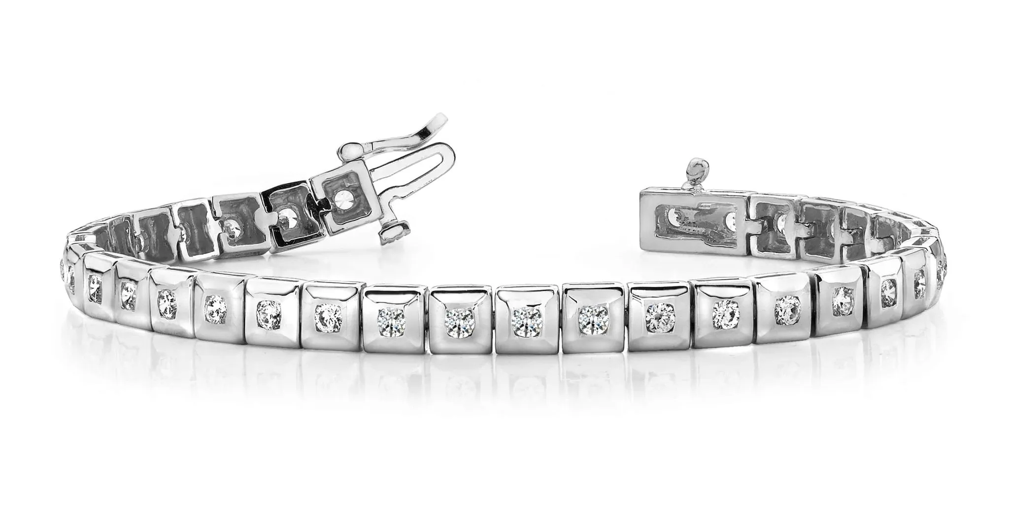 Bezel Set Square Link Lab-Grown Diamond Bracelet with 2.04 ct.(finished) 2.5mm