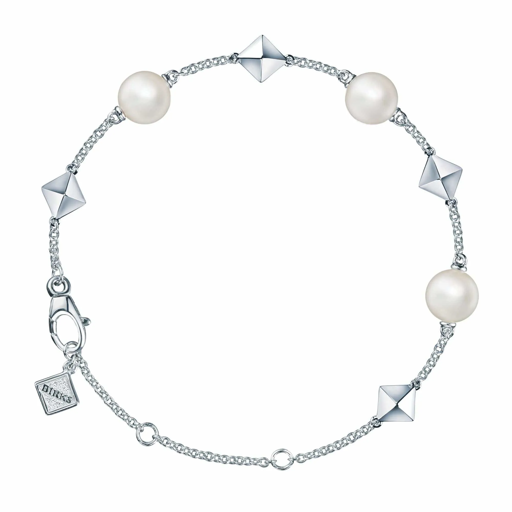 Bijoux Birks Silver Rock and Freshwater Pearl Station Bracelet