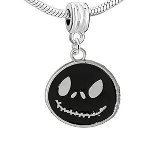 Black Enamel Nightmare Before Christmas Charm European Bead Compatible for Most European Snake Chain Bracelet