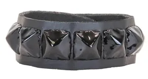 Black leather bracelet w/ 1 row of 5/8" black pyramid studs