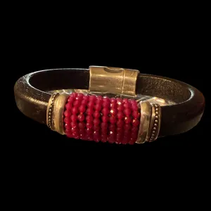 Black Leather with Rubies