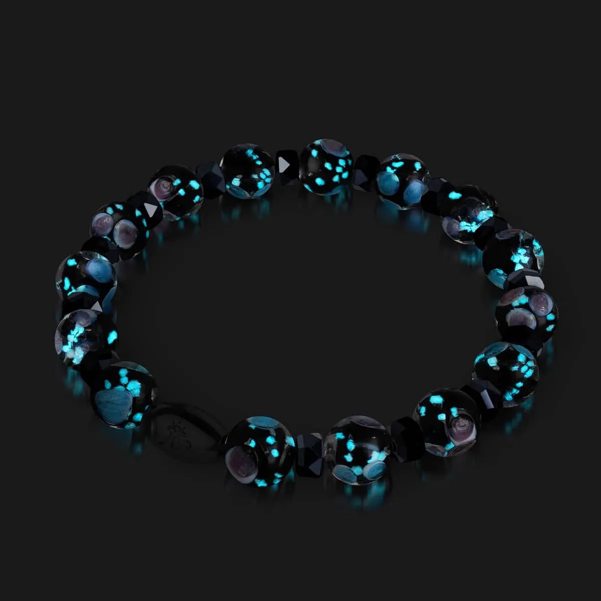 Black Orchid | .925 Sterling Silver | Firefly Glass Blossom Bracelet
