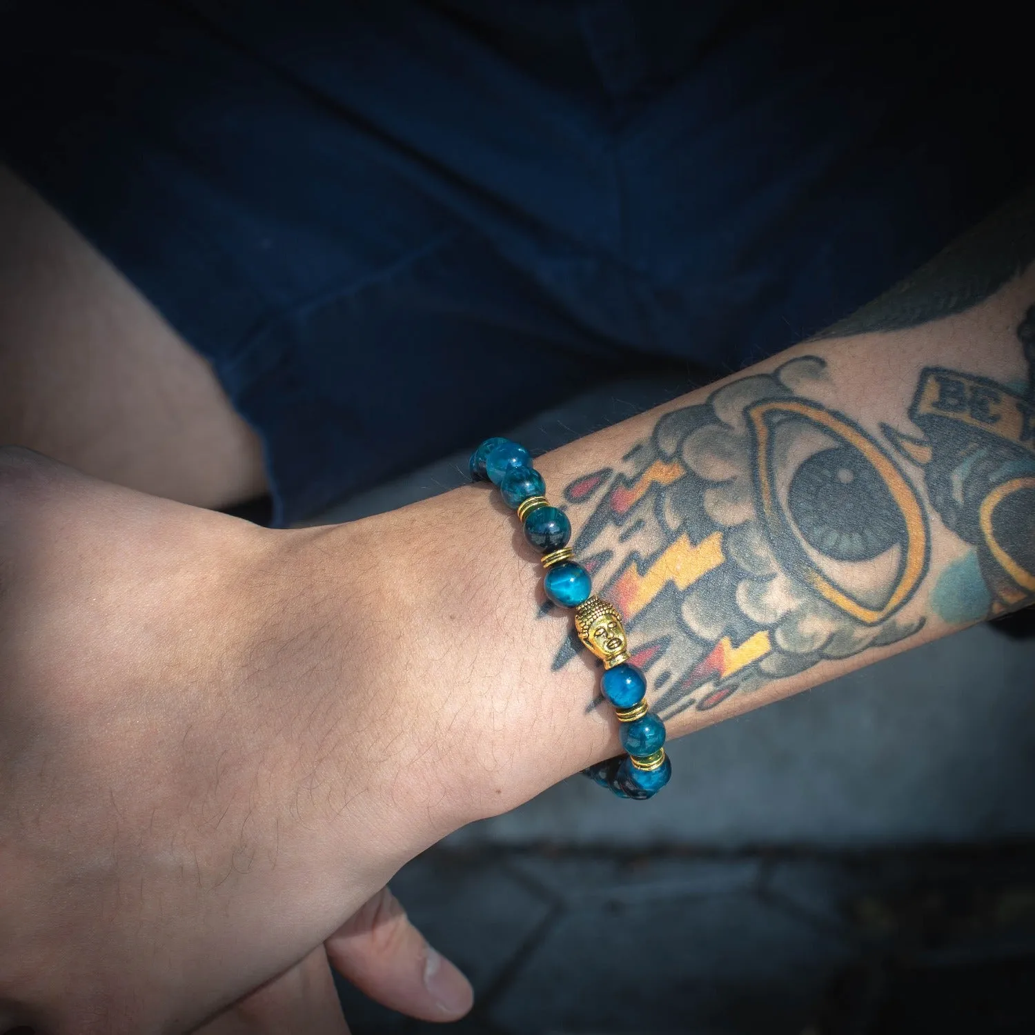 Blue Buddha Bead Bracelet