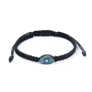 Blue Evil Eye Black String Protection Bracelet