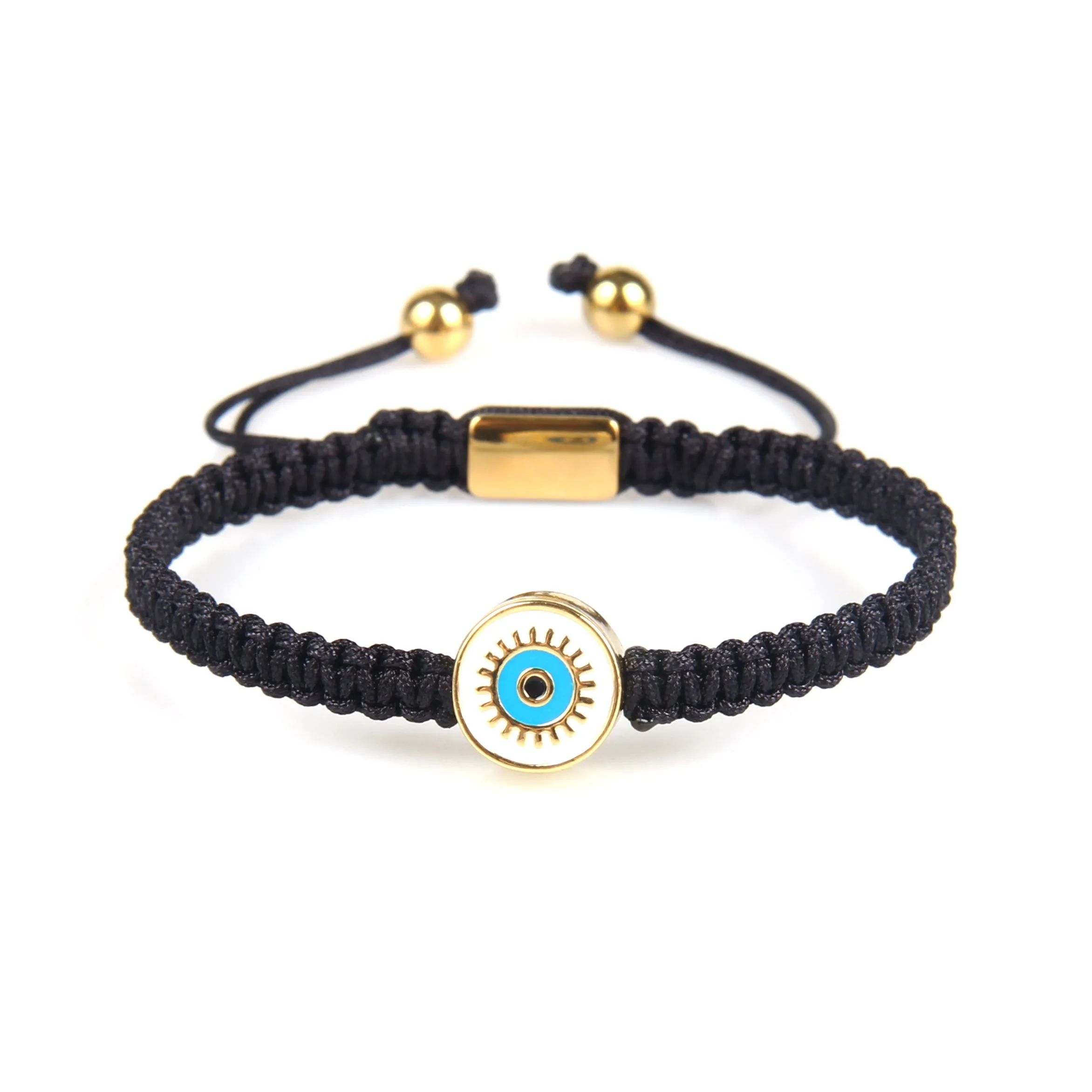 Blue Round Evil Eye Black String Protection Bracelet