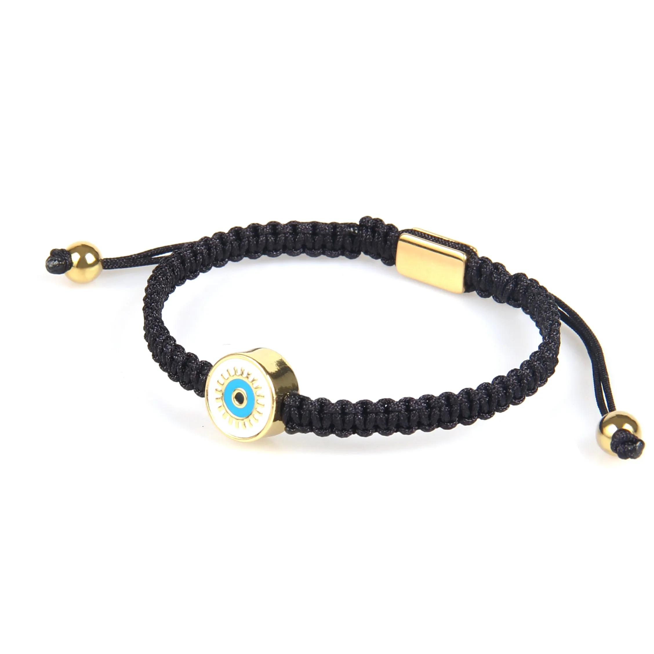 Blue Round Evil Eye Black String Protection Bracelet