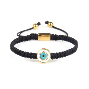 Blue Round Evil Eye Black String Protection Bracelet