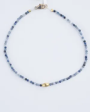 blue sapphire bracelet with gold pod bracelet - 18k yellow gold