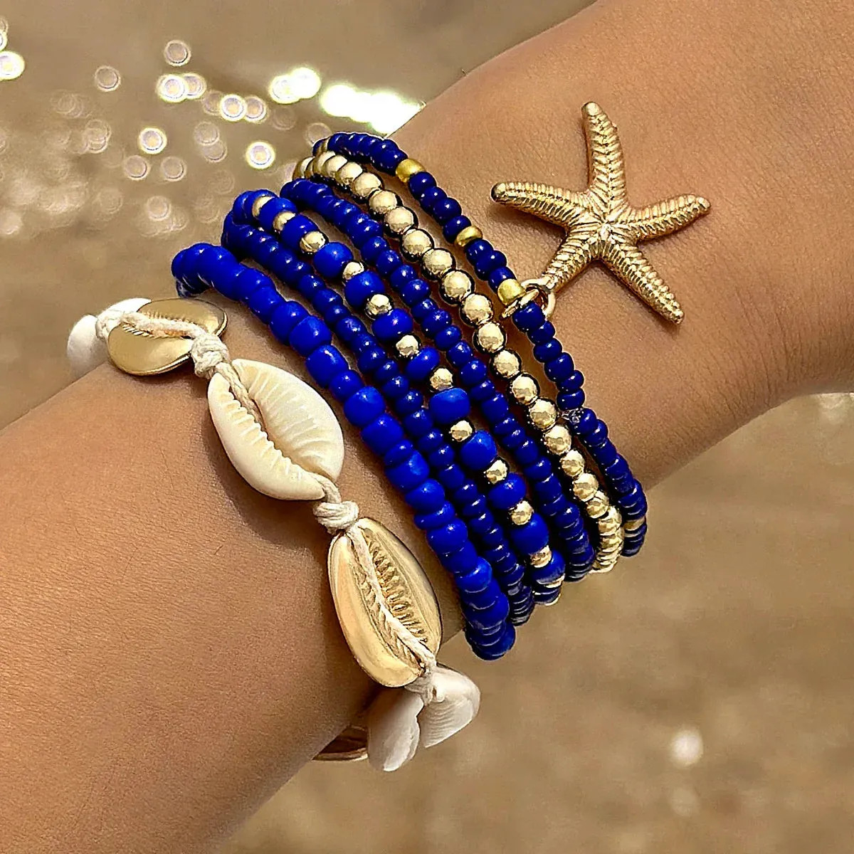 Bohemia Shell Starfish Bracelet Set Women Sand Beach Multilayer Bracelet Jewelry Party 7pcs/set