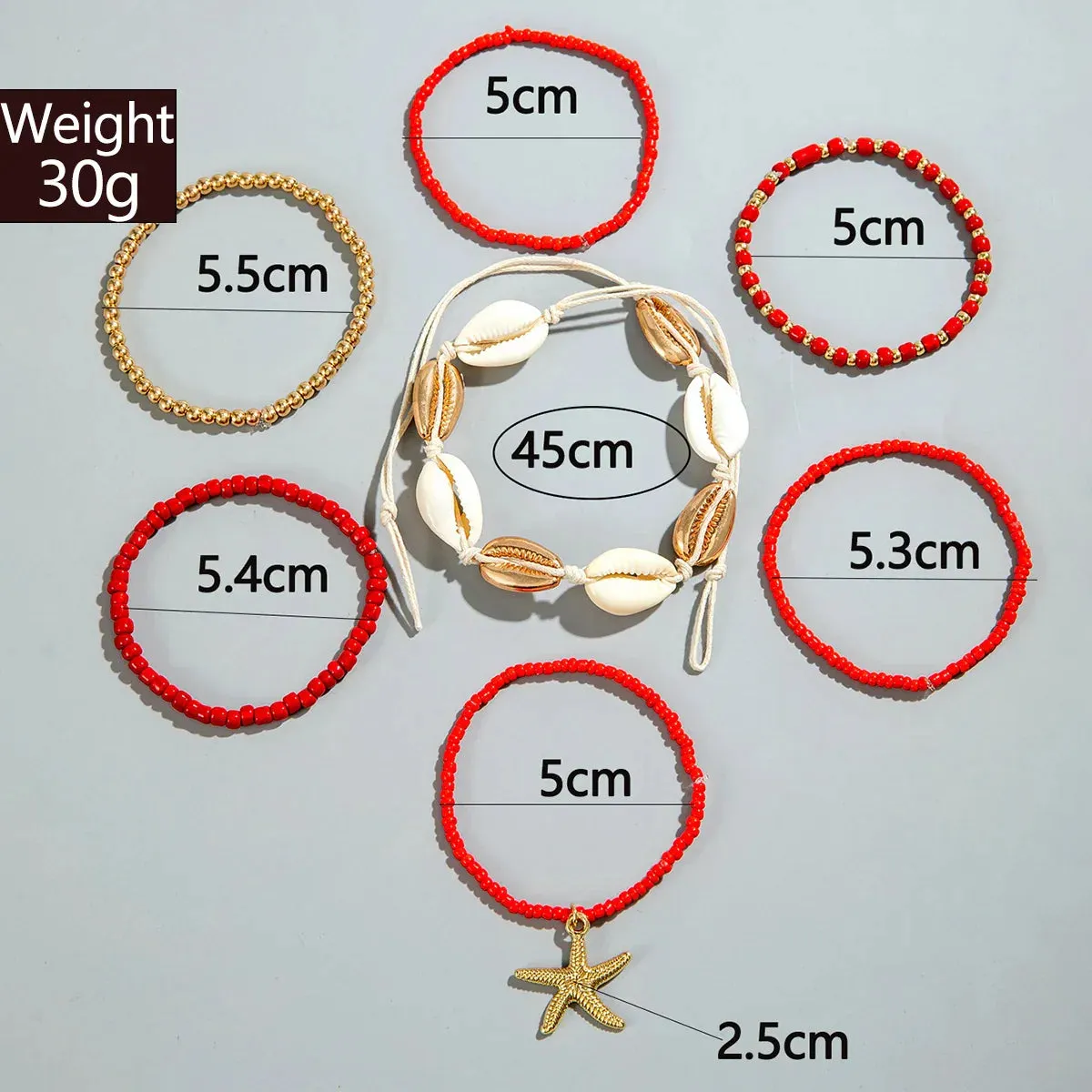 Bohemia Shell Starfish Bracelet Set Women Sand Beach Multilayer Bracelet Jewelry Party 7pcs/set