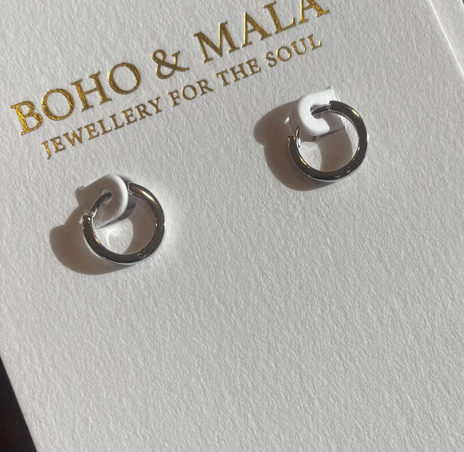 Boho & Mala Sterling Silver Hoop Huggie Earrings