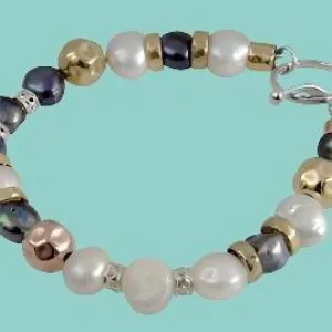 Bracelet for woman, Sterling silver 925 14 KT goldfilled and pearls