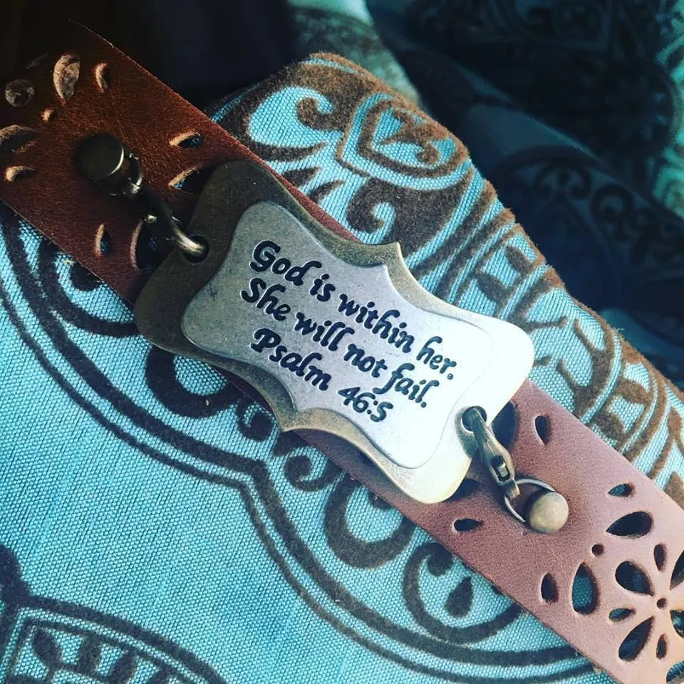 Bracelet | God is within her she will not fail | Band and charm | Psalm 46:6