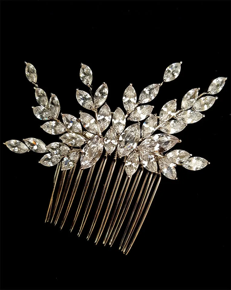 Bridal headpiece - flower cascade chic side comb - Johnny B collection at Kezani